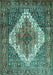 Machine Washable Medallion Turquoise Traditional Area Rugs, wshtr1150turq