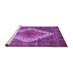 Sideview of Machine Washable Medallion Purple Traditional Area Rugs, wshtr1150pur