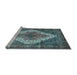 Sideview of Machine Washable Medallion Light Blue Traditional Rug, wshtr1150lblu