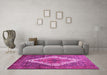 Machine Washable Medallion Pink Traditional Rug in a Living Room, wshtr1150pnk