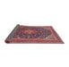 Sideview of Traditional Carbon Red Medallion Rug, tr1151