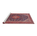 Sideview of Machine Washable Traditional Carbon Red Rug, wshtr1151