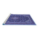 Sideview of Machine Washable Medallion Blue Traditional Rug, wshtr1151blu