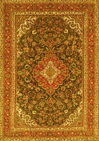 Medallion Yellow Traditional Rug, tr1151yw