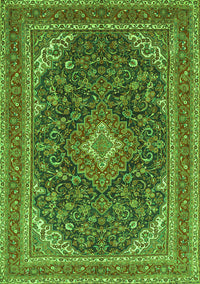 Medallion Green Traditional Rug, tr1151grn