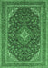 Machine Washable Medallion Emerald Green Traditional Area Rugs, wshtr1151emgrn