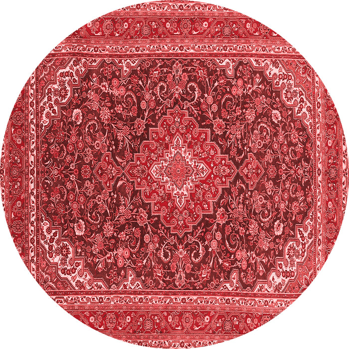 Machine Washable Medallion Red Traditional Rug, wshtr1151red