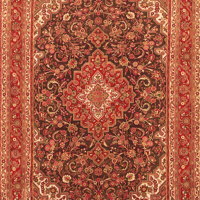 Serging Thickness of Machine Washable Medallion Orange Traditional Area Rugs, wshtr1151org