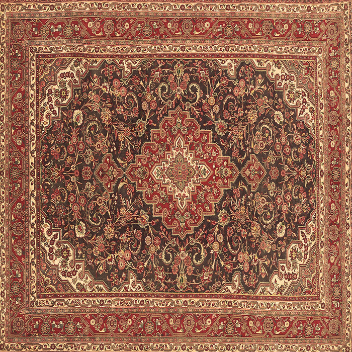 Square Medallion Brown Traditional Rug, tr1151brn