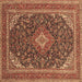 Square Medallion Brown Traditional Rug, tr1151brn