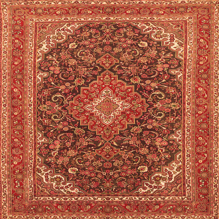 Serging Thickness of Medallion Orange Traditional Rug, tr1151org