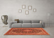 Machine Washable Medallion Orange Traditional Area Rugs in a Living Room, wshtr1151org