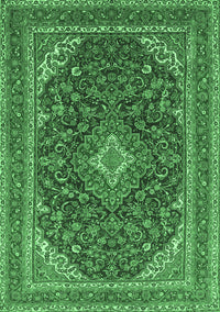 Medallion Emerald Green Traditional Rug, tr1151emgrn