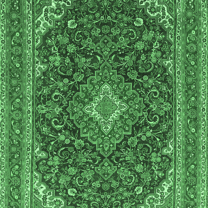 Medallion Emerald Green Traditional Rug, tr1151emgrn