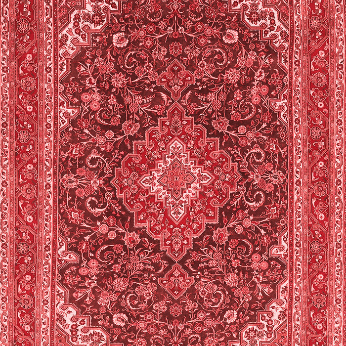Machine Washable Medallion Red Traditional Rug, wshtr1151red