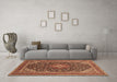 Machine Washable Medallion Brown Traditional Rug in a Living Room,, wshtr1151brn