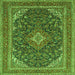 Round Machine Washable Medallion Green Traditional Area Rugs, wshtr1151grn