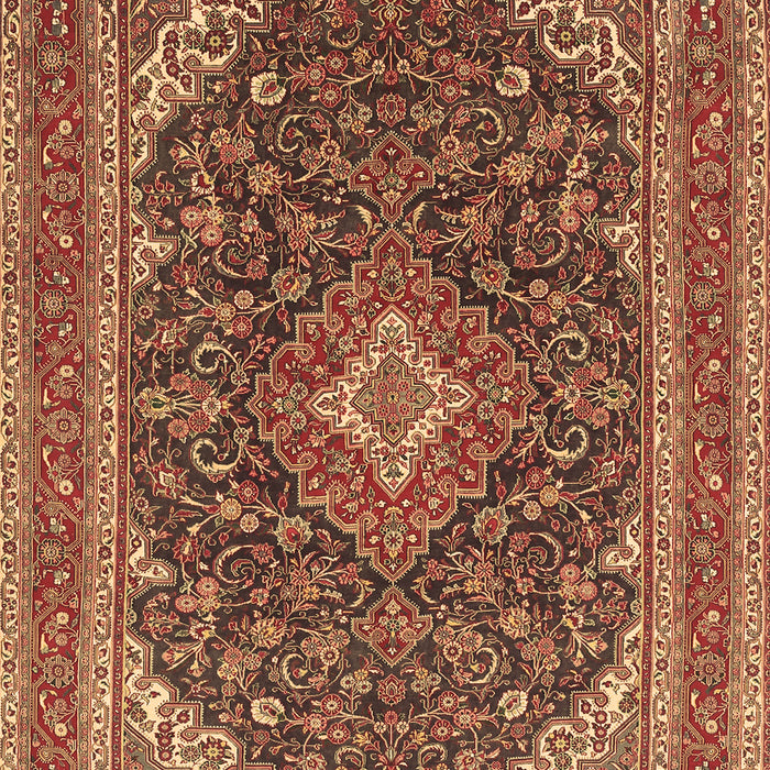 Machine Washable Medallion Brown Traditional Rug, wshtr1151brn