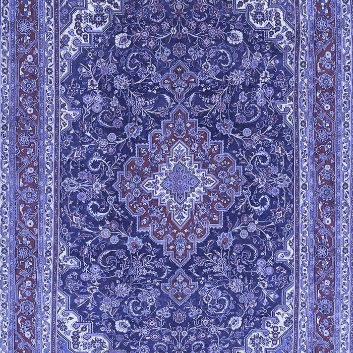 Machine Washable Medallion Blue Traditional Rug, wshtr1151blu