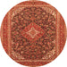 Machine Washable Medallion Orange Traditional Area Rugs, wshtr1151org