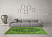 Machine Washable Medallion Green Traditional Area Rugs in a Living Room,, wshtr1151grn