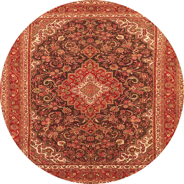 Square Medallion Orange Traditional Rug, tr1151org