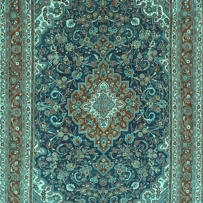Machine Washable Medallion Turquoise Traditional Area Rugs, wshtr1151turq