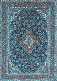 Medallion Light Blue Traditional Rug, tr1151lblu