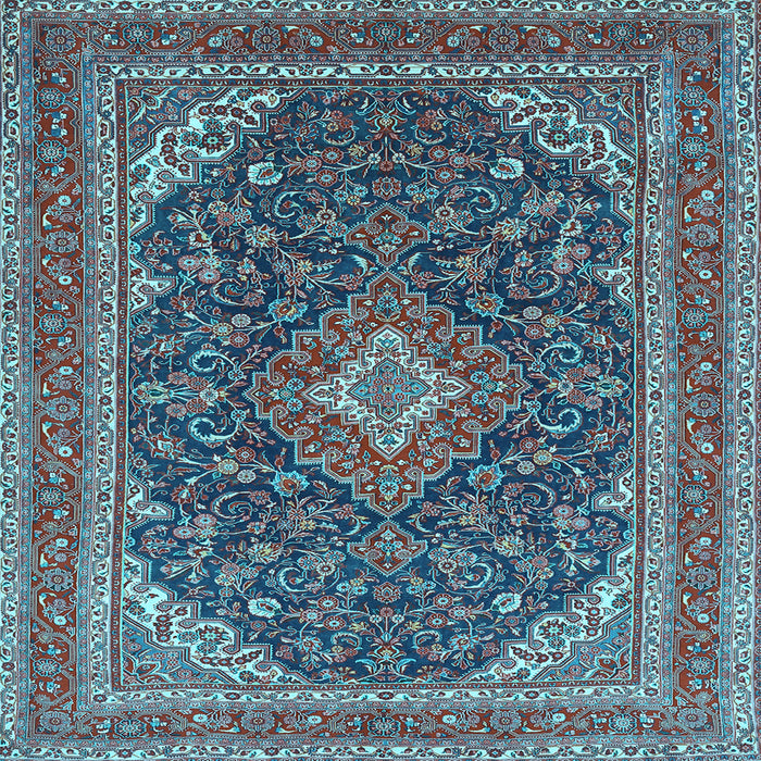 Square Medallion Light Blue Traditional Rug, tr1151lblu