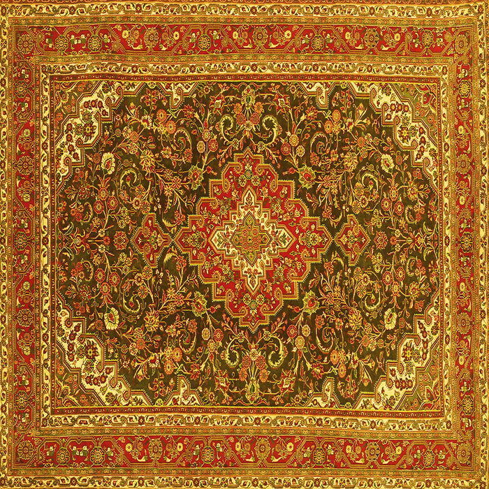 Square Medallion Yellow Traditional Rug, tr1151yw
