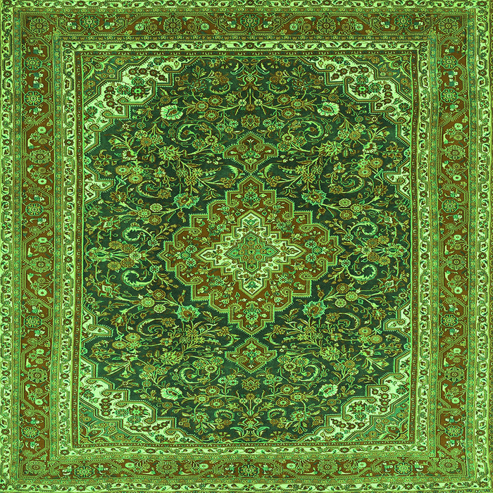 Serging Thickness of Medallion Green Traditional Rug, tr1151grn