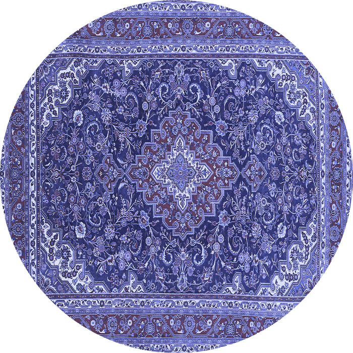 Round Medallion Blue Traditional Rug, tr1151blu