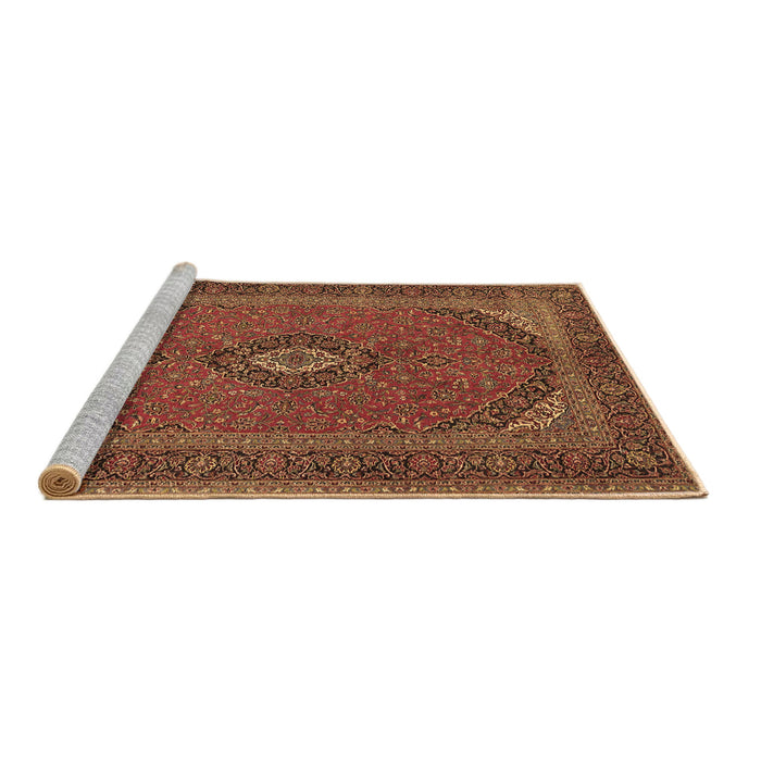 Sideview of Machine Washable Medallion Brown Traditional Rug, wshtr1152brn