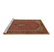 Sideview of Machine Washable Medallion Brown Traditional Rug, wshtr1152brn