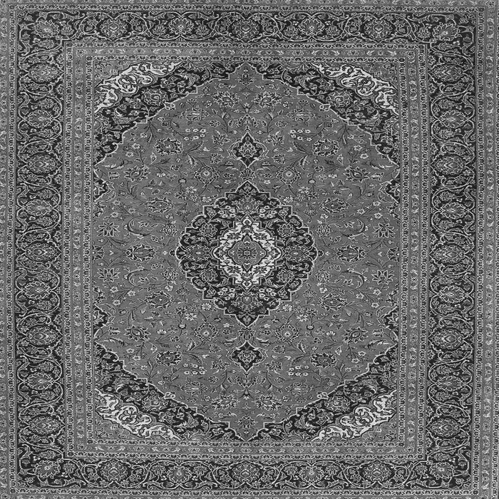 Round Machine Washable Medallion Gray Traditional Rug, wshtr1152gry