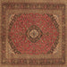 Square Medallion Brown Traditional Rug, tr1152brn