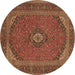 Round Medallion Brown Traditional Rug, tr1152brn