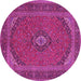 Round Medallion Pink Traditional Rug, tr1152pnk