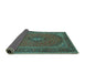 Sideview of Medallion Turquoise Traditional Rug, tr1152turq