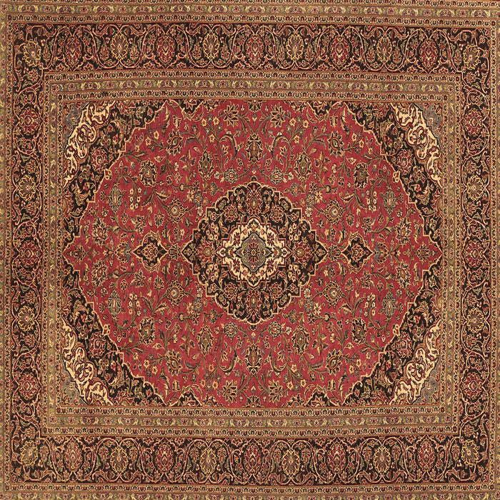 Square Machine Washable Medallion Brown Traditional Rug, wshtr1152brn