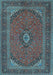 Machine Washable Medallion Light Blue Traditional Rug, wshtr1152lblu