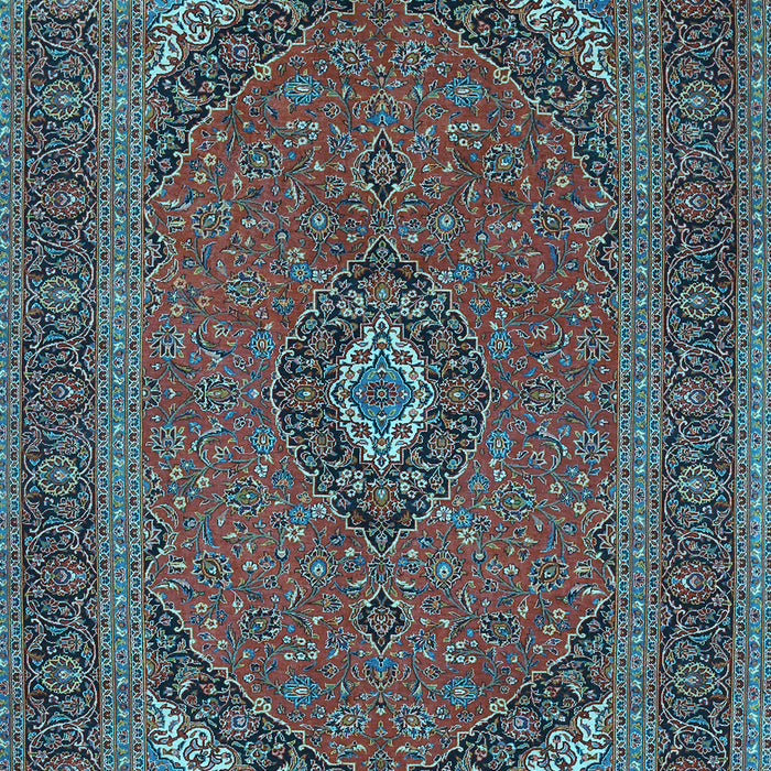 Machine Washable Medallion Light Blue Traditional Rug, wshtr1152lblu