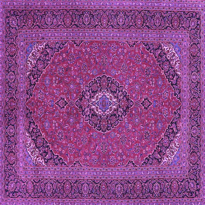 Square Machine Washable Medallion Purple Traditional Area Rugs, wshtr1152pur