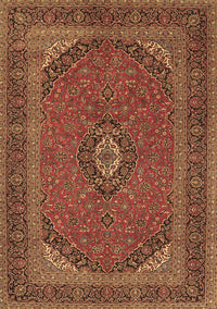 Medallion Brown Traditional Rug, tr1152brn