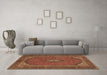 Machine Washable Medallion Brown Traditional Rug in a Living Room,, wshtr1152brn