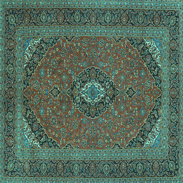 Square Medallion Turquoise Traditional Rug, tr1152turq
