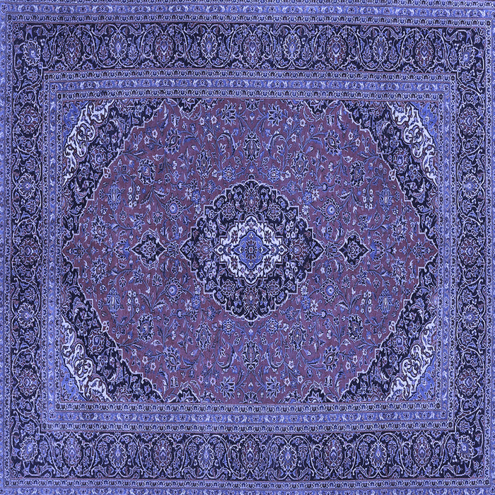 Square Machine Washable Medallion Blue Traditional Rug, wshtr1152blu
