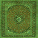 Round Machine Washable Medallion Green Traditional Area Rugs, wshtr1152grn