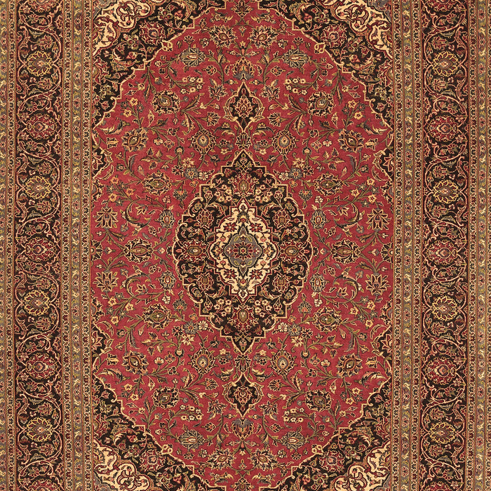 Machine Washable Medallion Brown Traditional Rug, wshtr1152brn