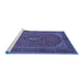 Sideview of Machine Washable Medallion Blue Traditional Rug, wshtr1152blu